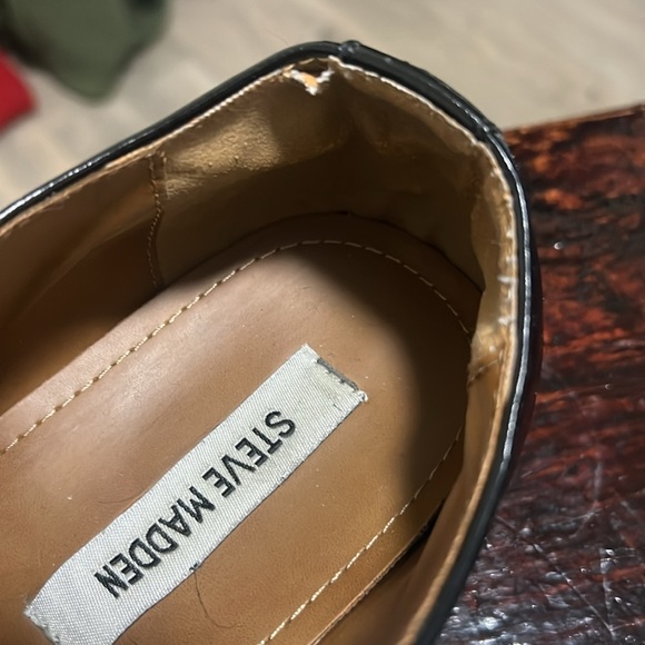 STEVE MADDEN Men Black Leather Shoes Slip On Ribbon Tie Flat Shoes size 11 - Picture 7 of 7